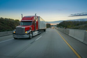 Big,red,semi,truck,on,highway