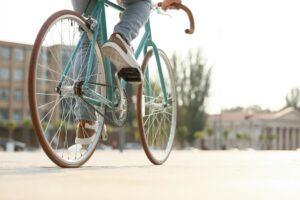 man rides bicycle after Albuquerque bike acciden
