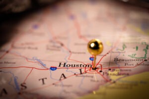 Houston,texas,map,marked,with,a,golden,pin