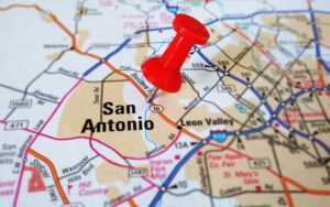 Closeup,of,a,san,antonio,map,with,tack