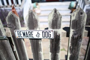 Beware of dog sign