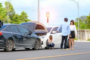 Two car accident scene